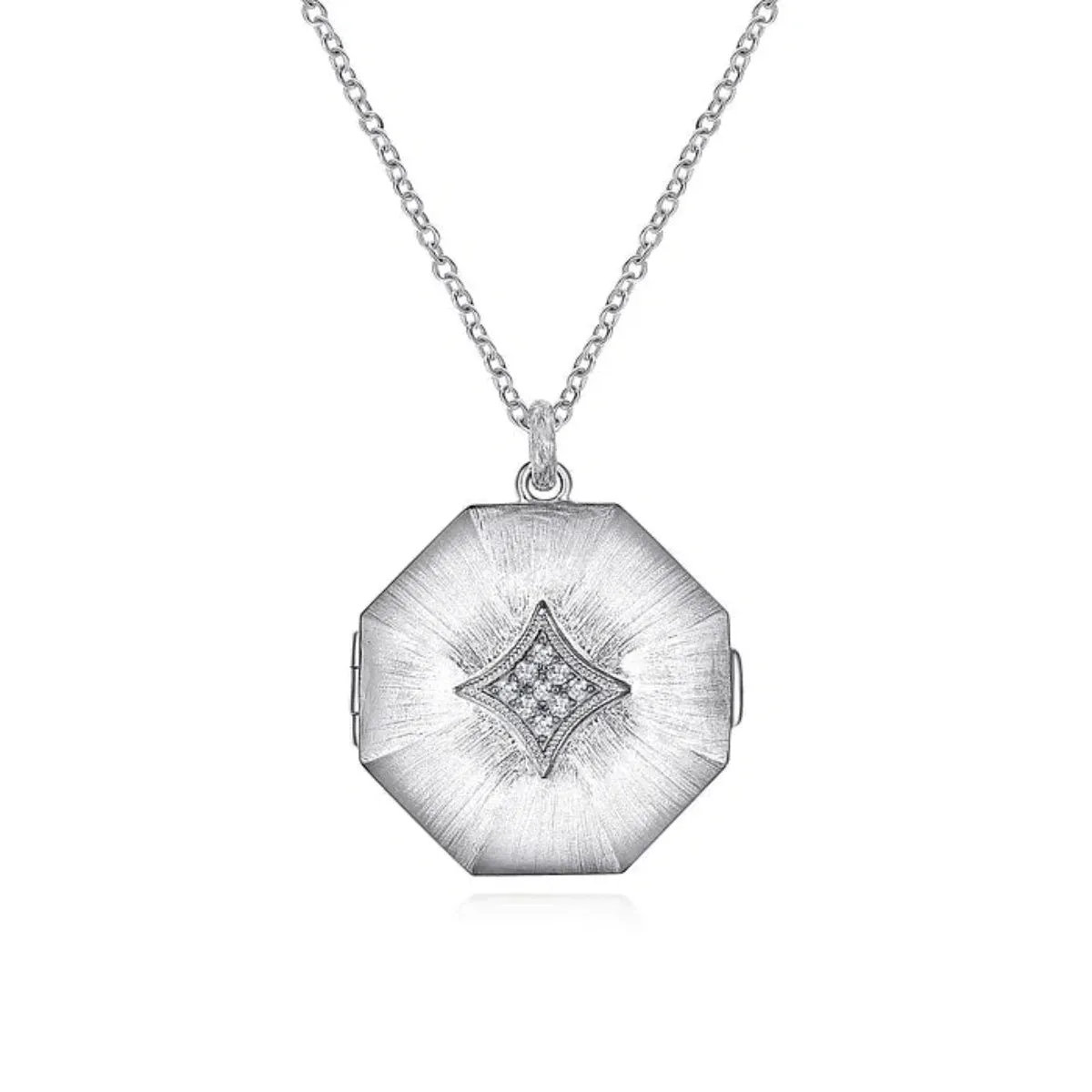 SS 0.10ctw White Sapphire Octagon Shape Locket