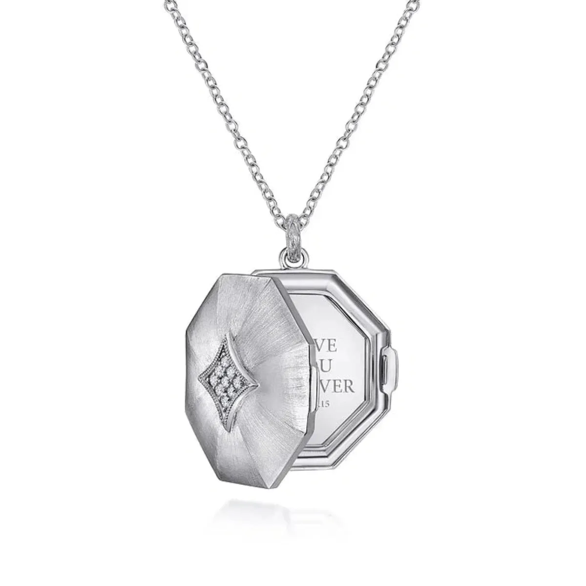 SS 0.10ctw White Sapphire Octagon Shape Locket