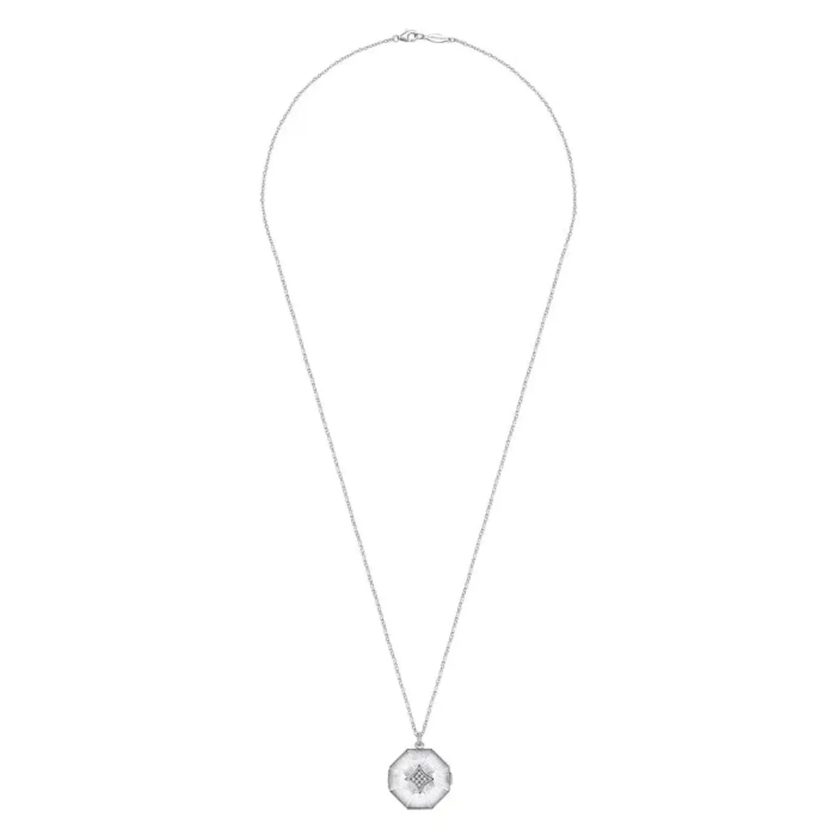 SS 0.10ctw White Sapphire Octagon Shape Locket