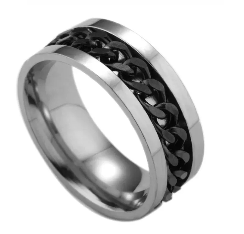 Stainless Ring | Mens Wedding Ring | Mens Stainless Steel Ring | Womens Cuban Chain Ring | Wedding Band | Silver Ring | Wedding Bands | 8mm