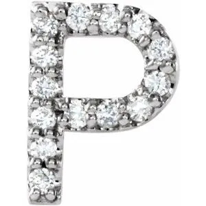 Sterling Silver .06 CTW Diamond Single Initial P Earring