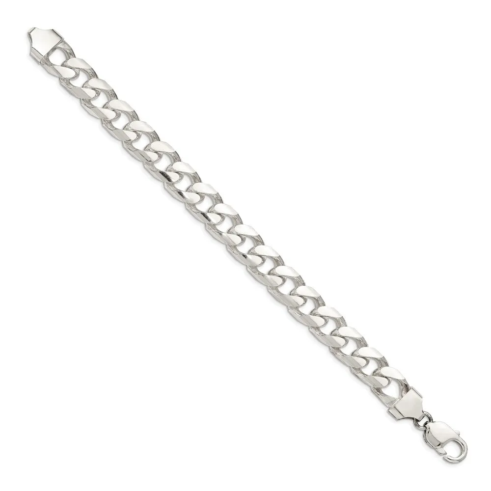 Sterling Silver 11mm Domed w/ Side D/C Curb Chain