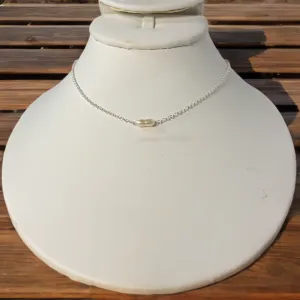 Sterling Silver Cable Chain Stick Pearl Layering Necklace