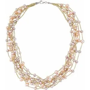 Sterling Silver Multi-Color Freshwater Cultured Pearl 18" Necklace