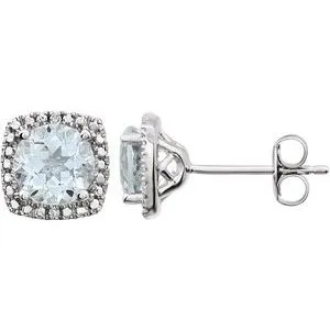 Sterling Silver Natural Amethyst & .015 CTW Natural Diamond Earrings