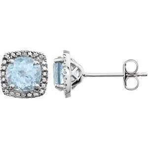 Sterling Silver Natural Amethyst & .015 CTW Natural Diamond Earrings