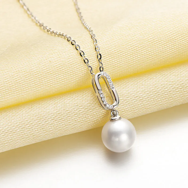 Sterling Silver Pearl Necklace Natural Freshwater Pearl Pendant