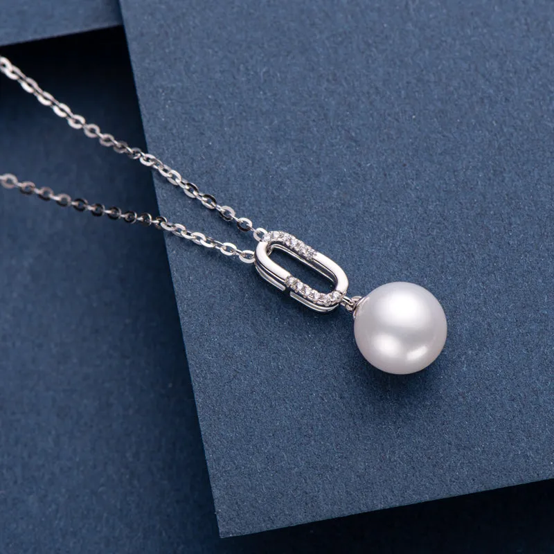 Sterling Silver Pearl Necklace Natural Freshwater Pearl Pendant