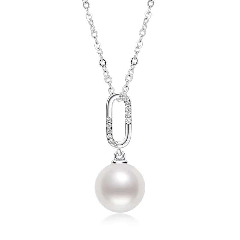 Sterling Silver Pearl Necklace Natural Freshwater Pearl Pendant