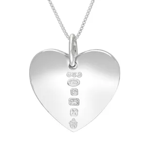 Sterling Silver Queen's Jubilee Hallmark Polished Heart Pendant Necklace D