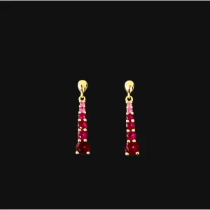 Sterling Silver Red Ruby Small Drop Earrings