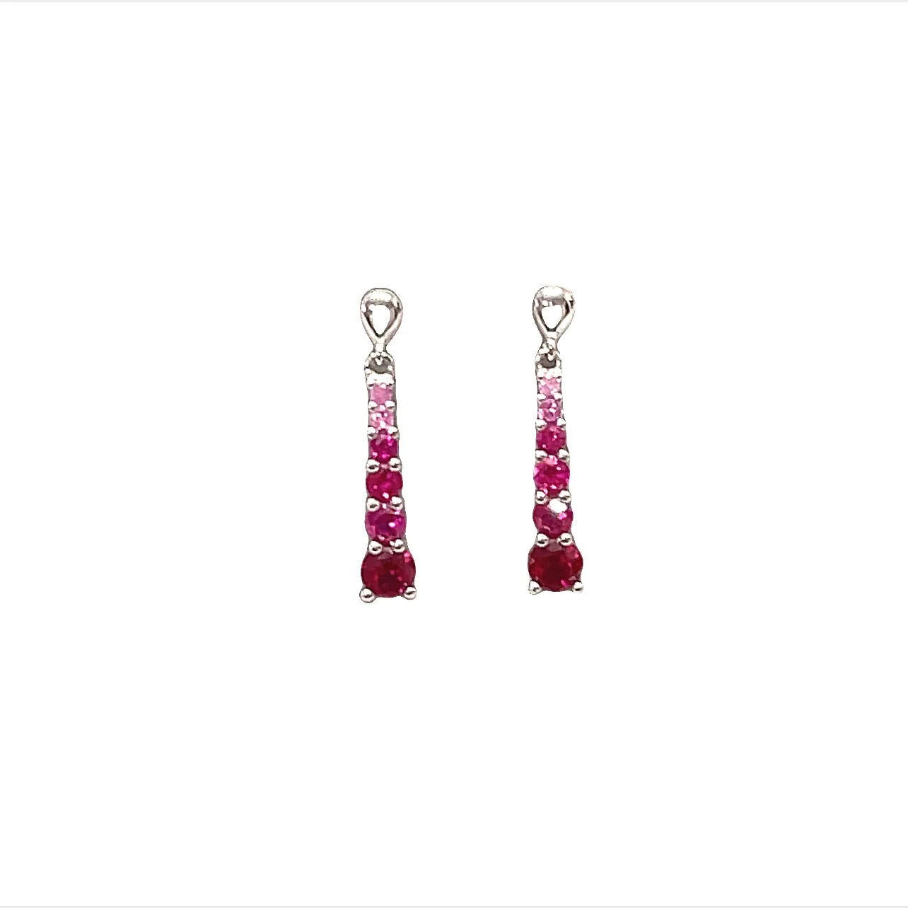 Sterling Silver Red Ruby Small Drop Earrings