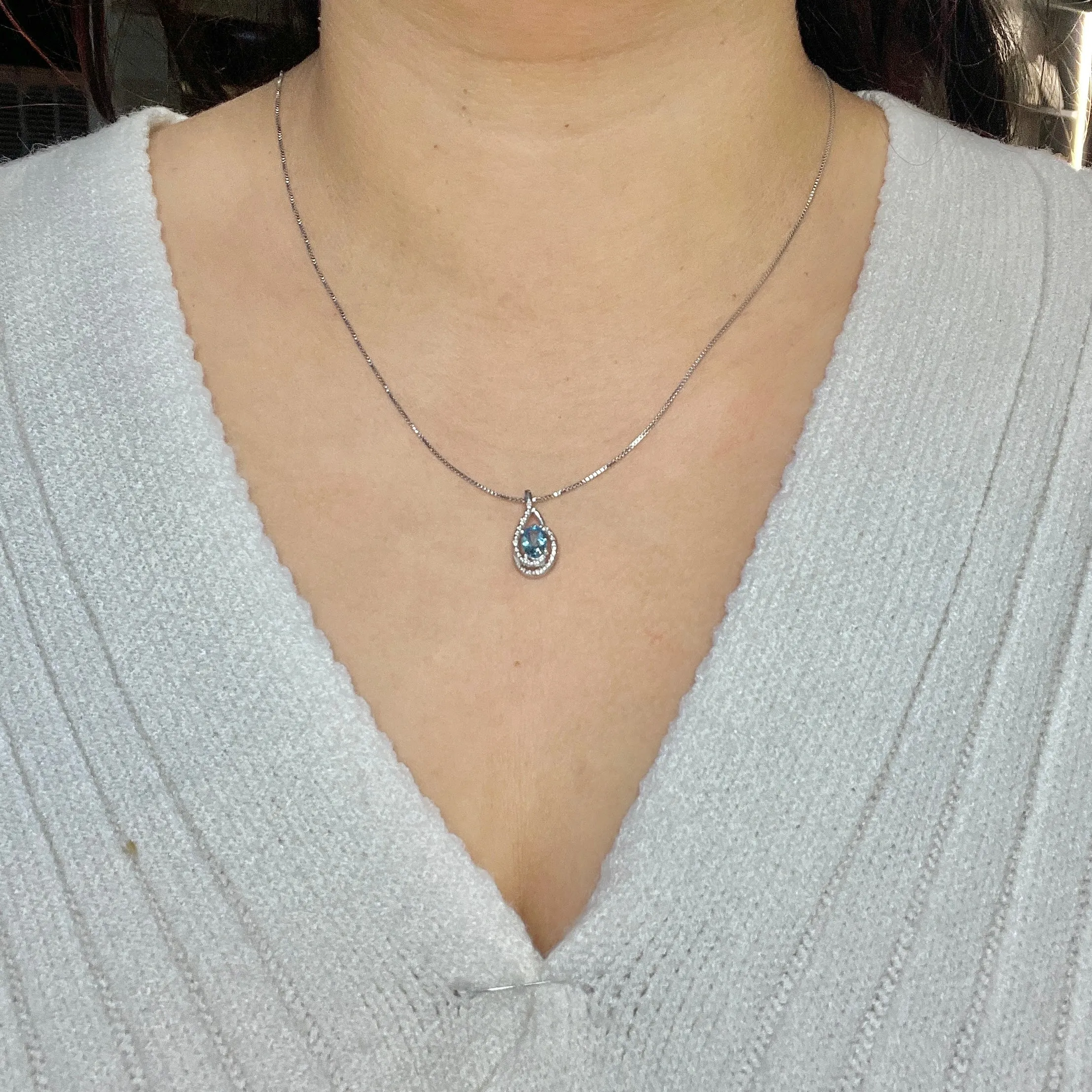 Sterling Silver Rhodium Plated (July) Birthstone Ruby and Diamond Pendant
