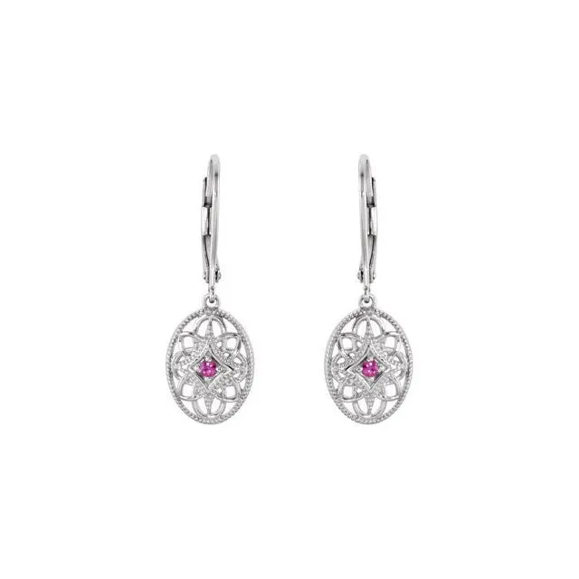 Sterling Silver Ruby Lever Back Earrings