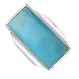 Sterling Silver Turquoise Queen's Jubilee Hallmark Large Oblong Ring D
