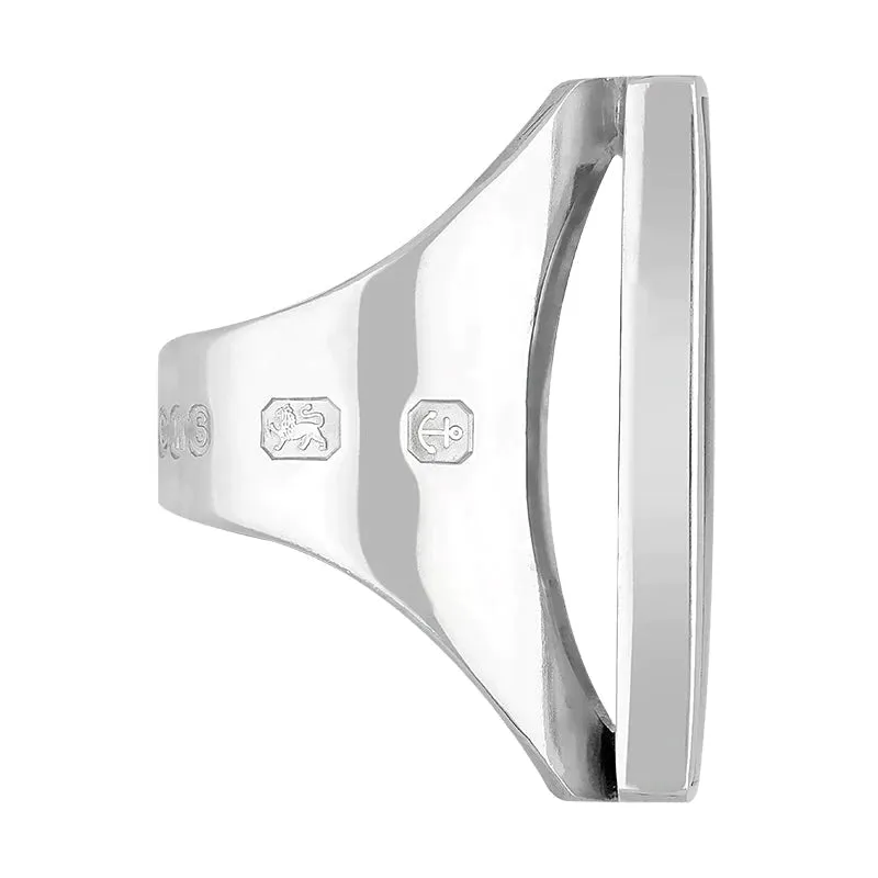 Sterling Silver Whitby Jet Queen's Jubilee Hallmark Large Square Ring D