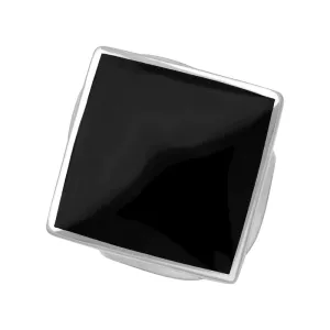 Sterling Silver Whitby Jet Queen's Jubilee Hallmark Medium Rhombus Ring D