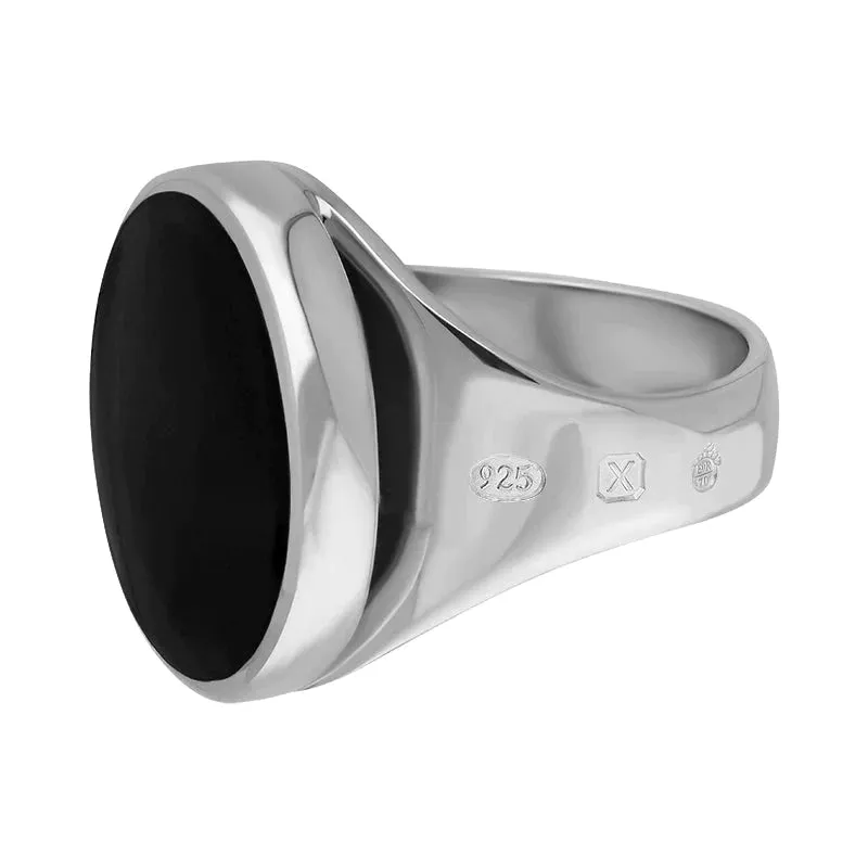 Sterling Silver Whitby Jet Queen's Jubilee Hallmark Small Round Ring D