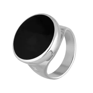 Sterling Silver Whitby Jet Queen's Jubilee Hallmark Small Round Ring D