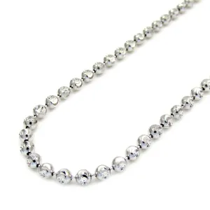 Stunning 14K White Gold 20" 2.5mm Solid Diamond Cut Moon Chain