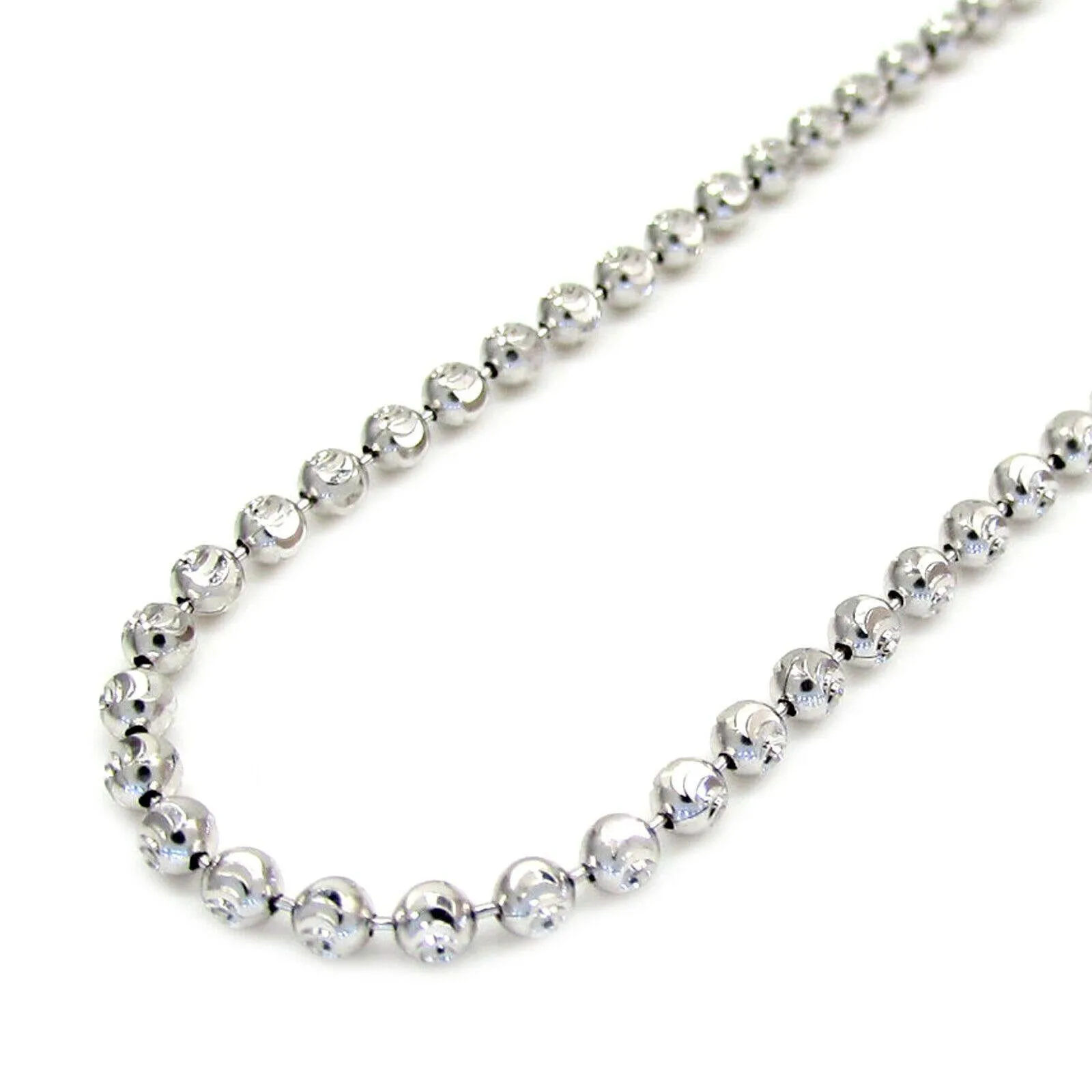 Stunning 14K White Gold 20" 2.5mm Solid Diamond Cut Moon Chain