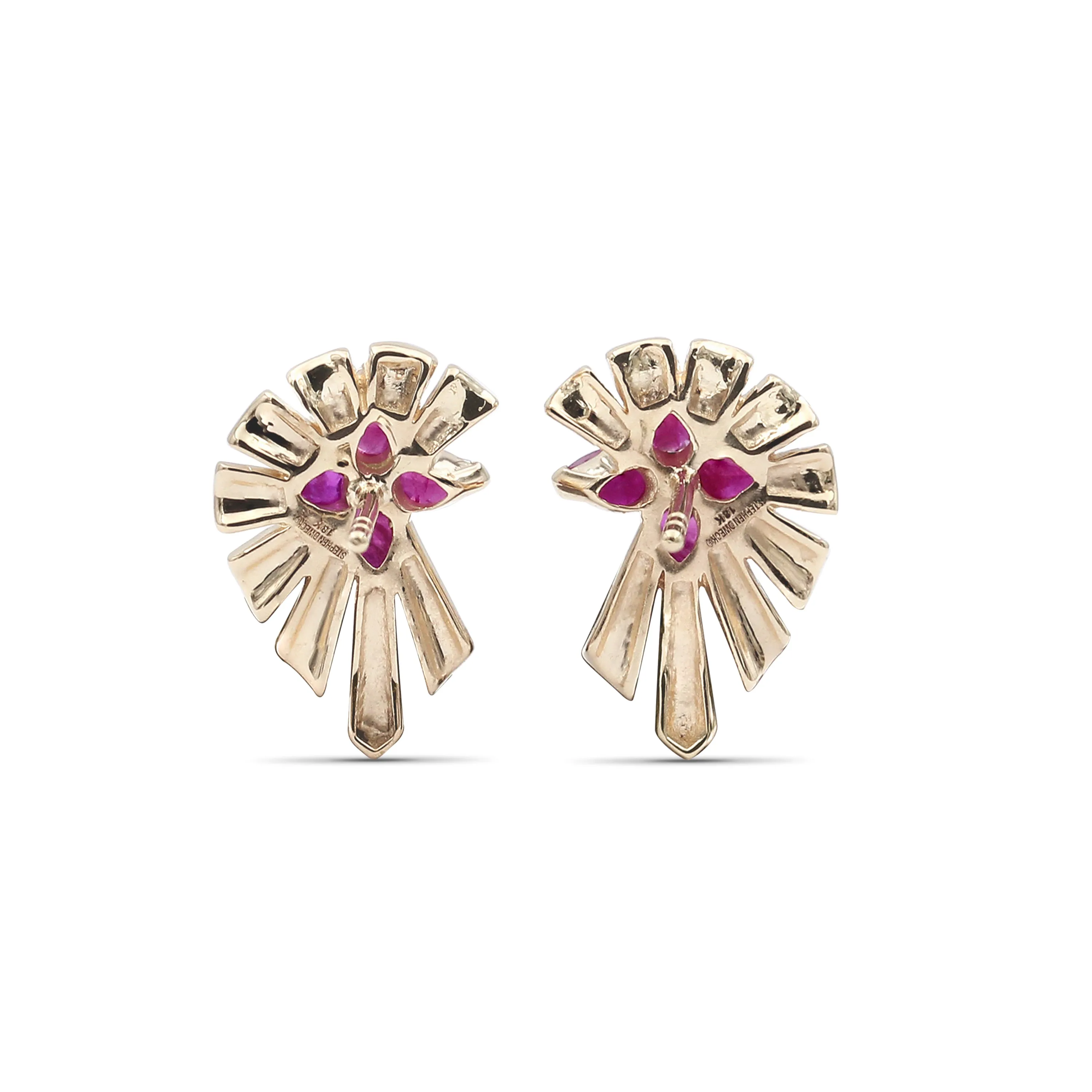 Sunray Ruby 0.64ct and Diamond 0.50ct Earring in 18K Gold