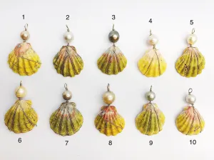 Sunrise Shell Wire and Pearl Pendants from Hawaii - Natural Color - Sunrise Shells - Sunnies (386 No. 1-10)