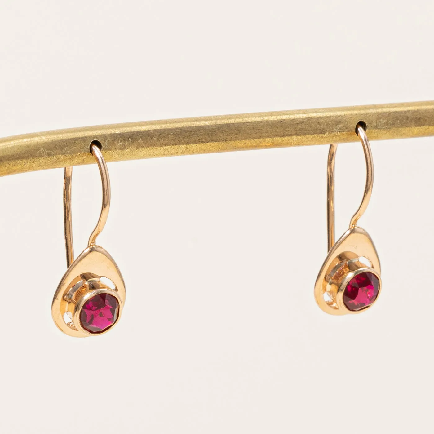 Synthetic Ruby Drop Earrings | 1.20ctw |