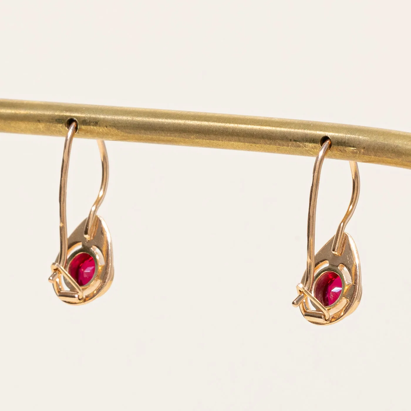 Synthetic Ruby Drop Earrings | 1.20ctw |