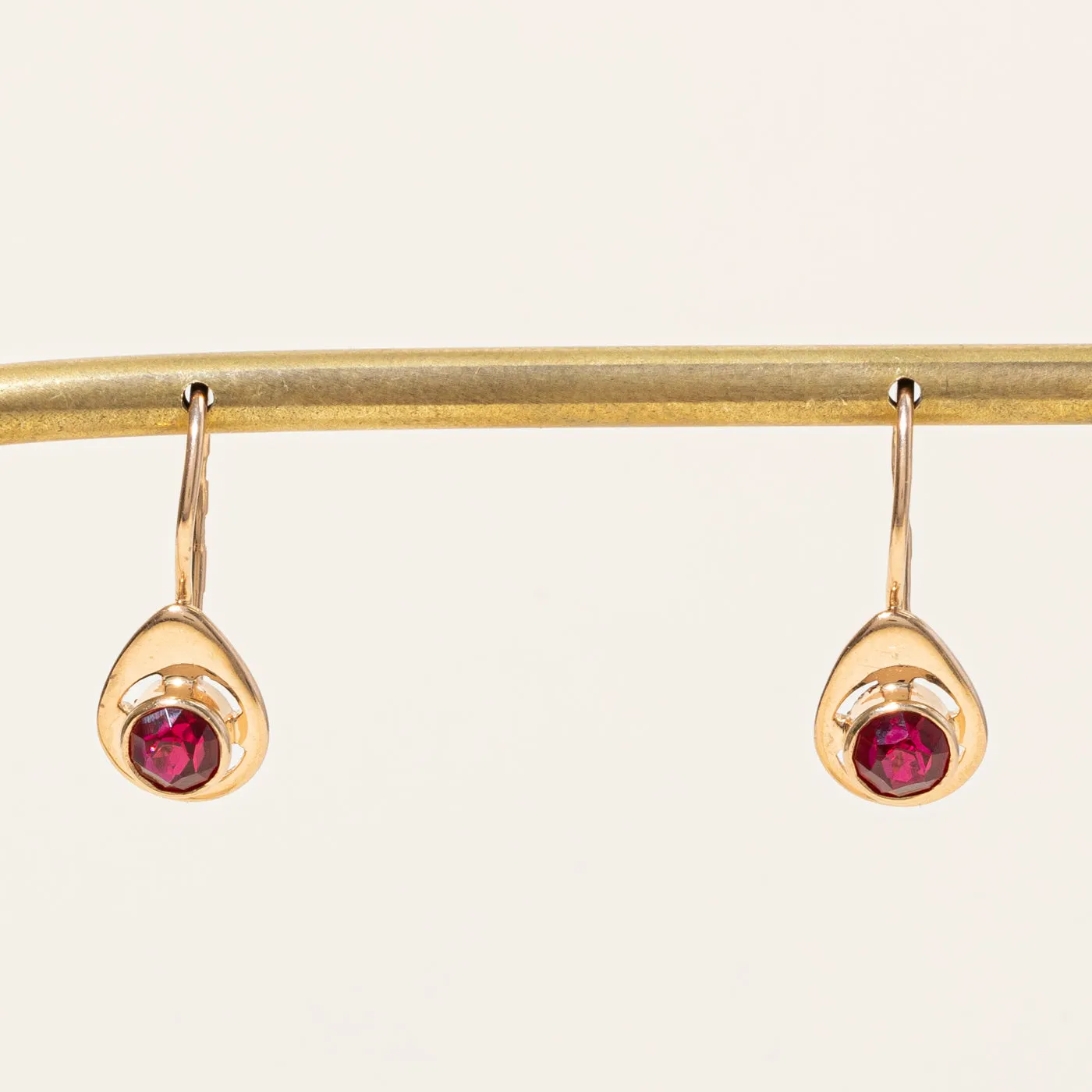 Synthetic Ruby Drop Earrings | 1.20ctw |