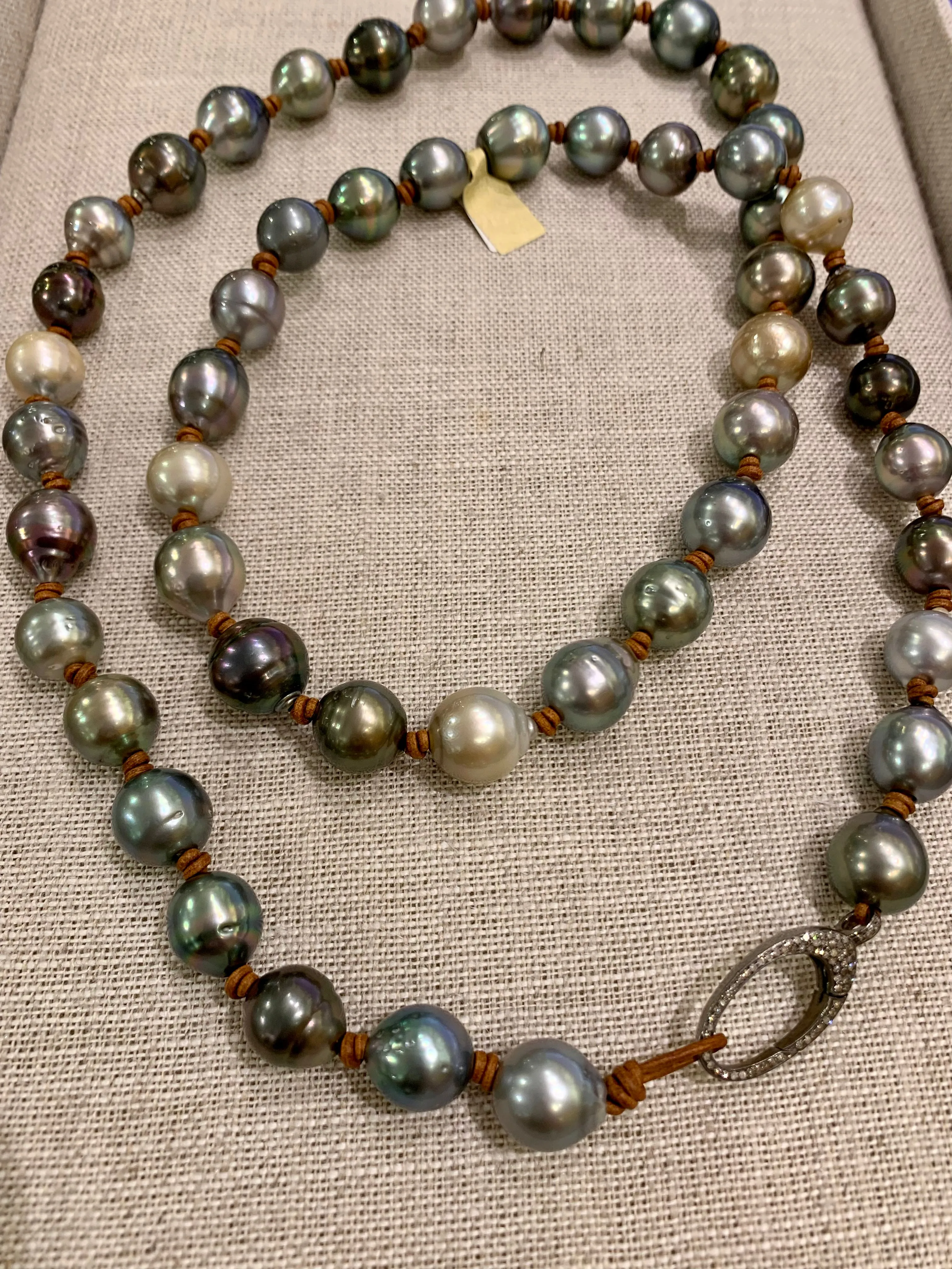 Tahitian Pearl Necklace w/ Diamond Lobster Clasp