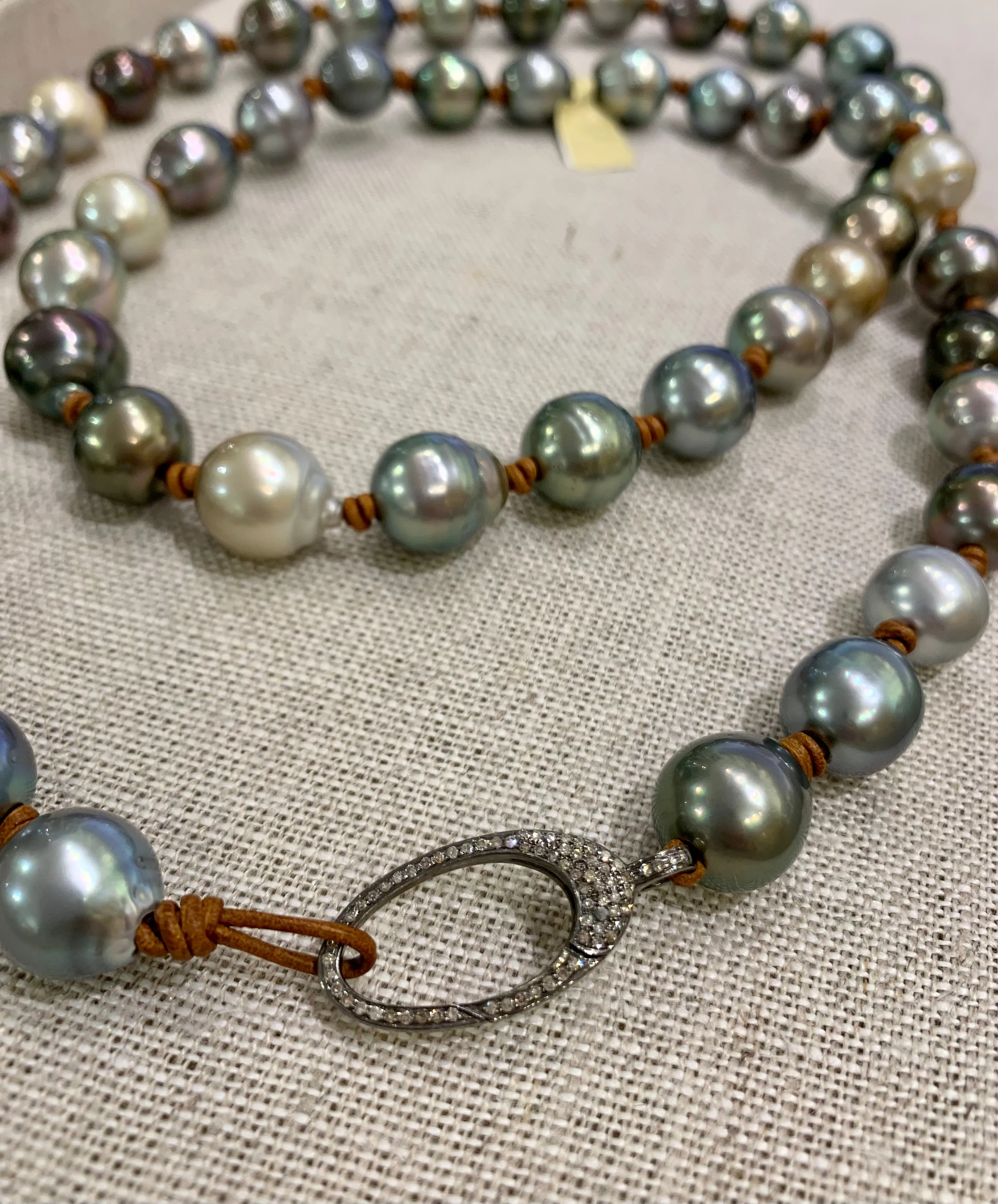 Tahitian Pearl Necklace w/ Diamond Lobster Clasp
