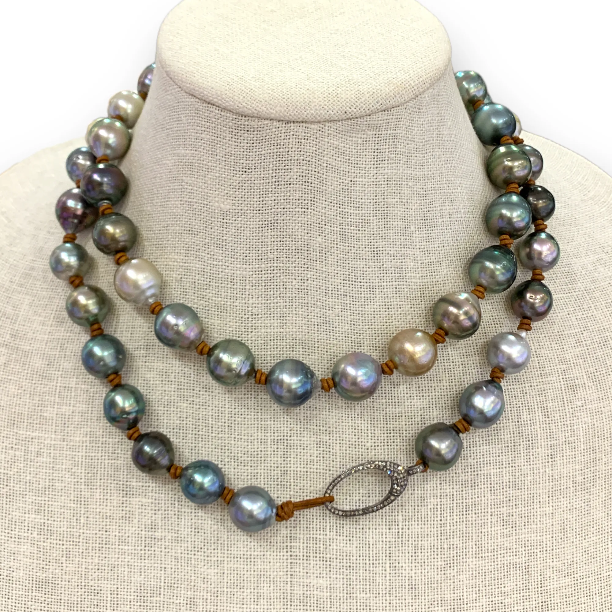 Tahitian Pearl Necklace w/ Diamond Lobster Clasp