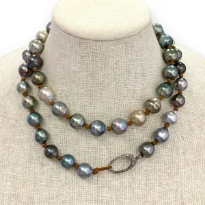 Tahitian Pearl Necklace w/ Diamond Lobster Clasp