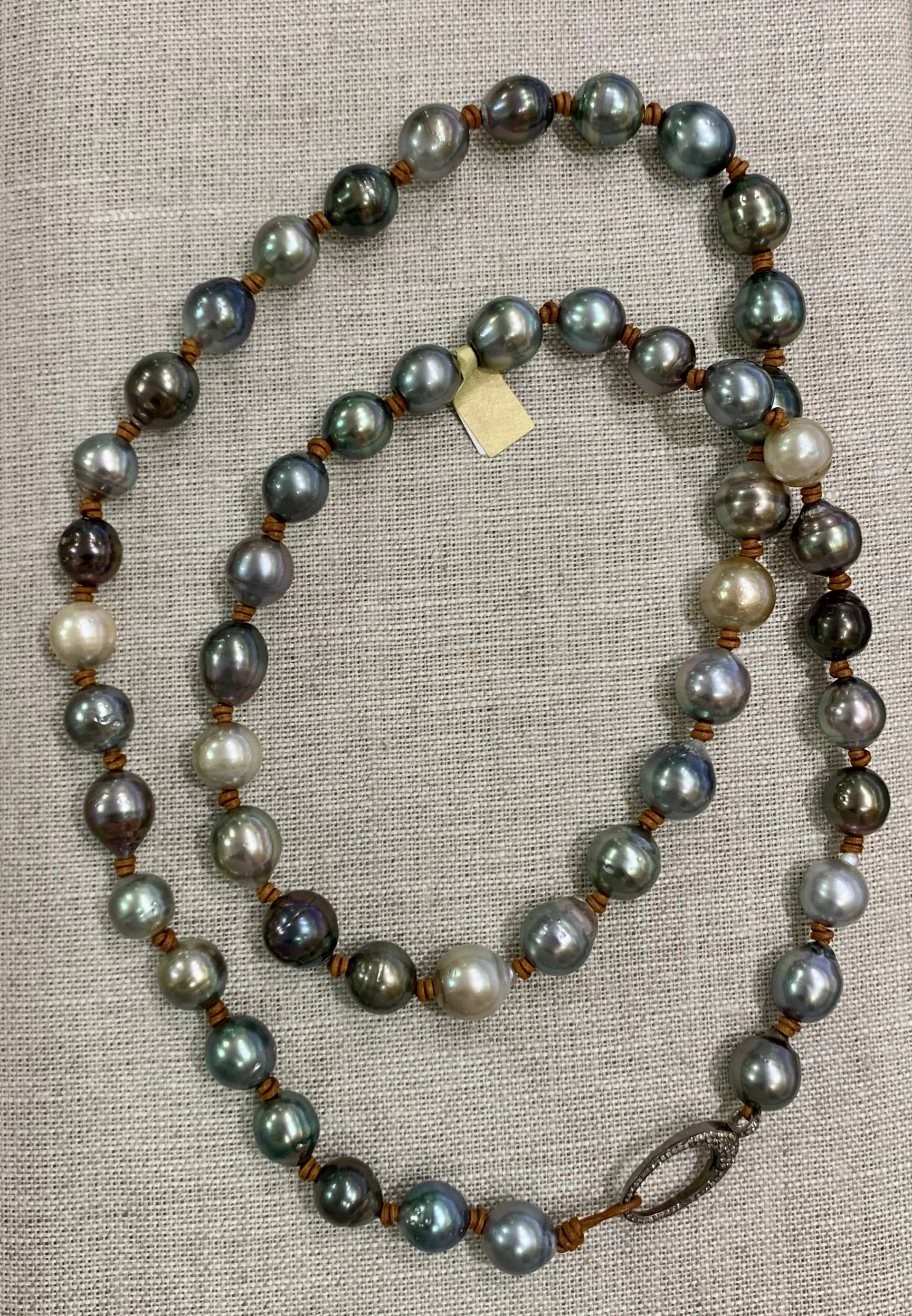 Tahitian Pearl Necklace w/ Diamond Lobster Clasp