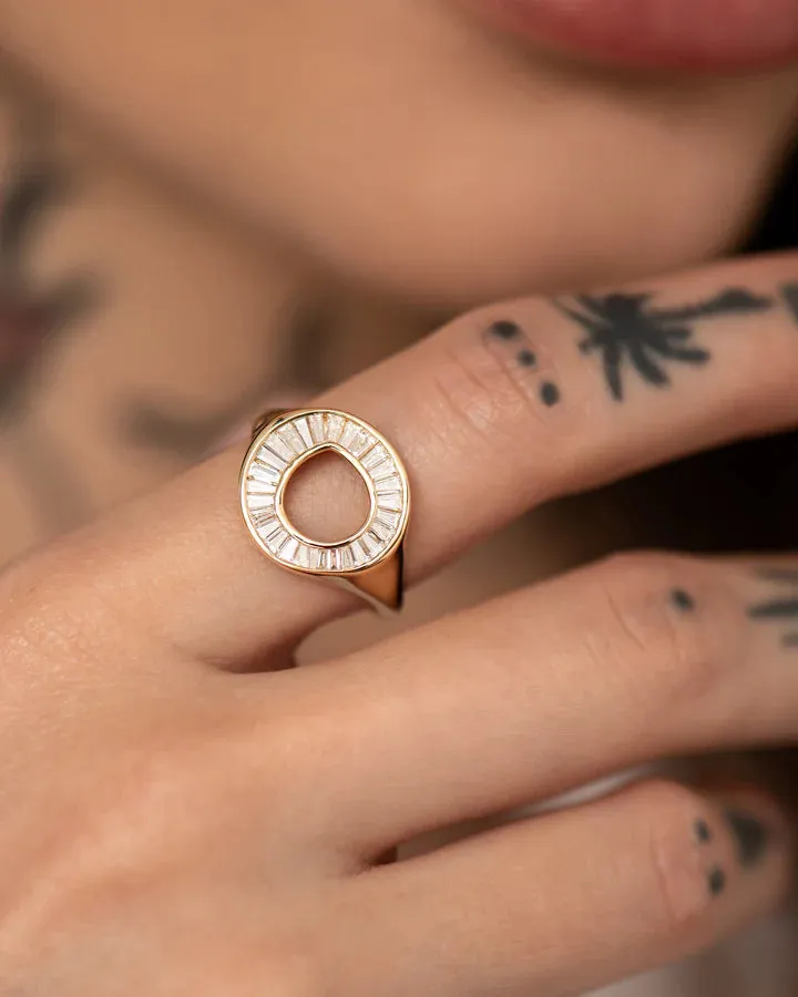 Tapered Baguette Diamond Sphere Ring