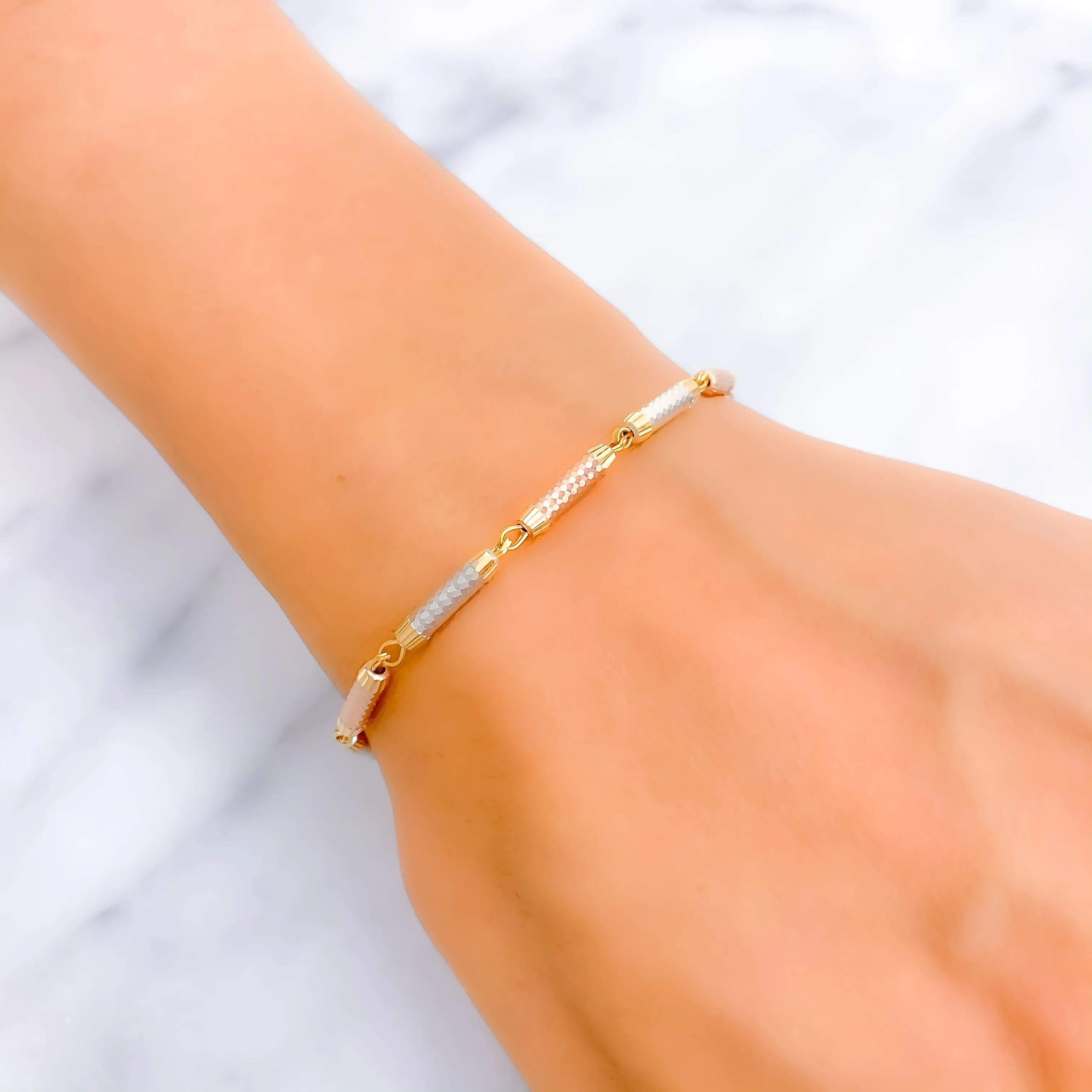 Tasteful Alternating 22k Gold Lined Bracelet