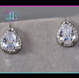 Teardrop Ear Studs | Womens Diamond Earrings | Pear cut diamond ear studs