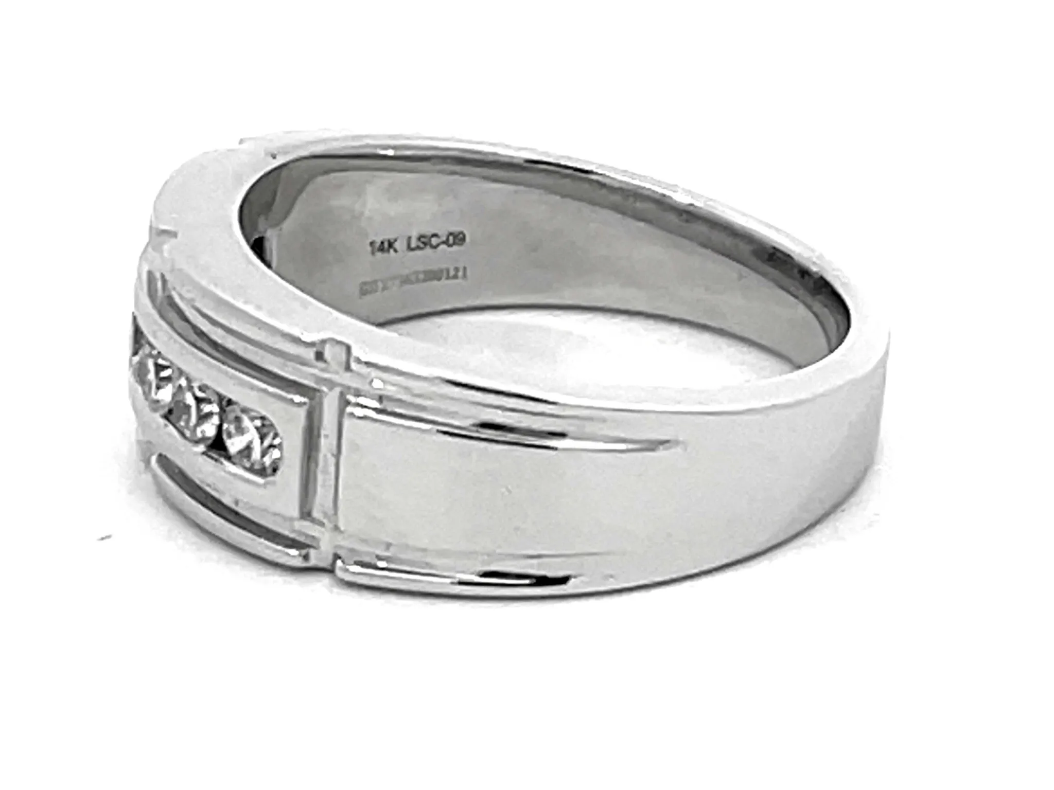 The Leo Mens Diamond Band Ring 14k White Gold