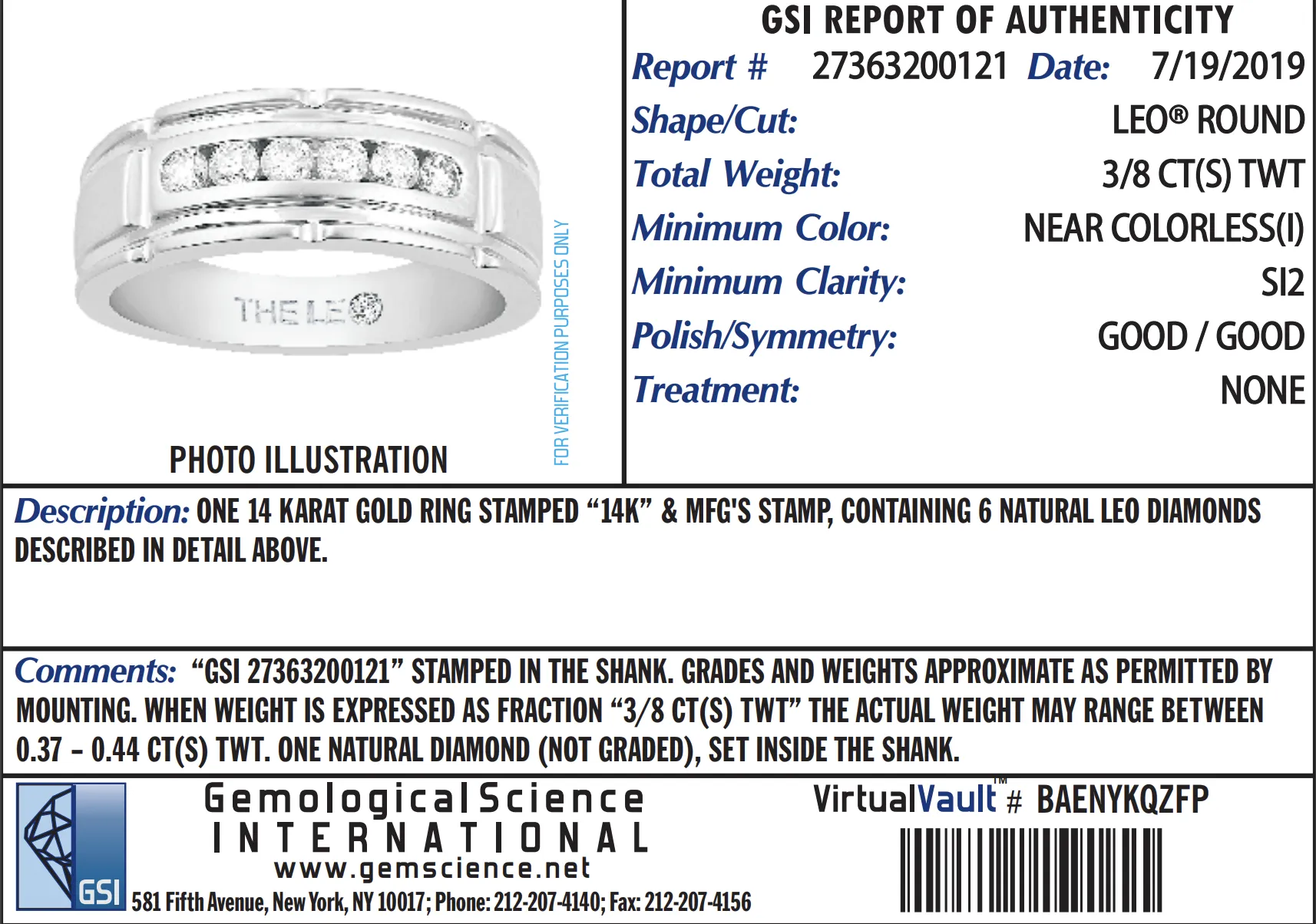 The Leo Mens Diamond Band Ring 14k White Gold