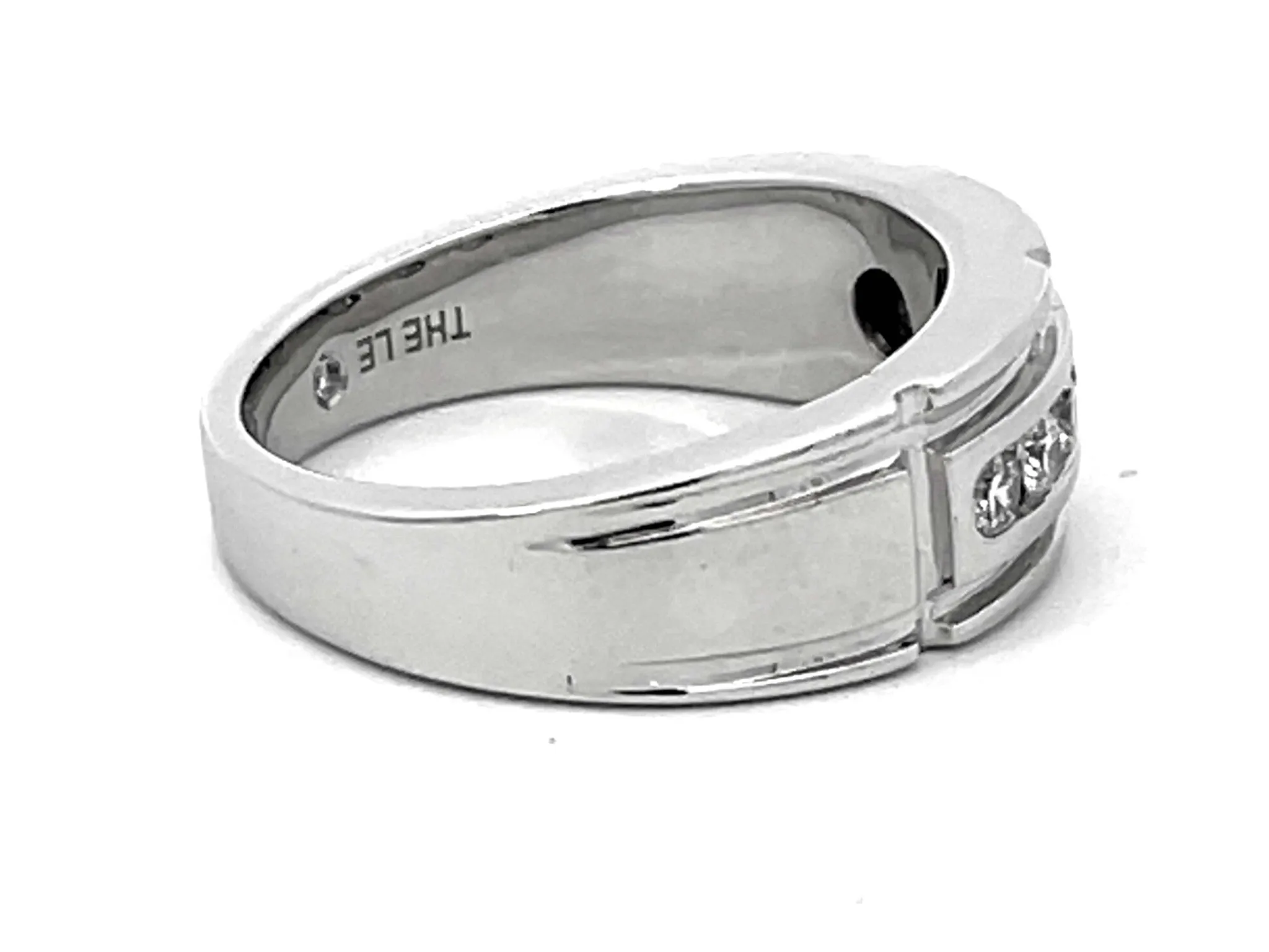 The Leo Mens Diamond Band Ring 14k White Gold