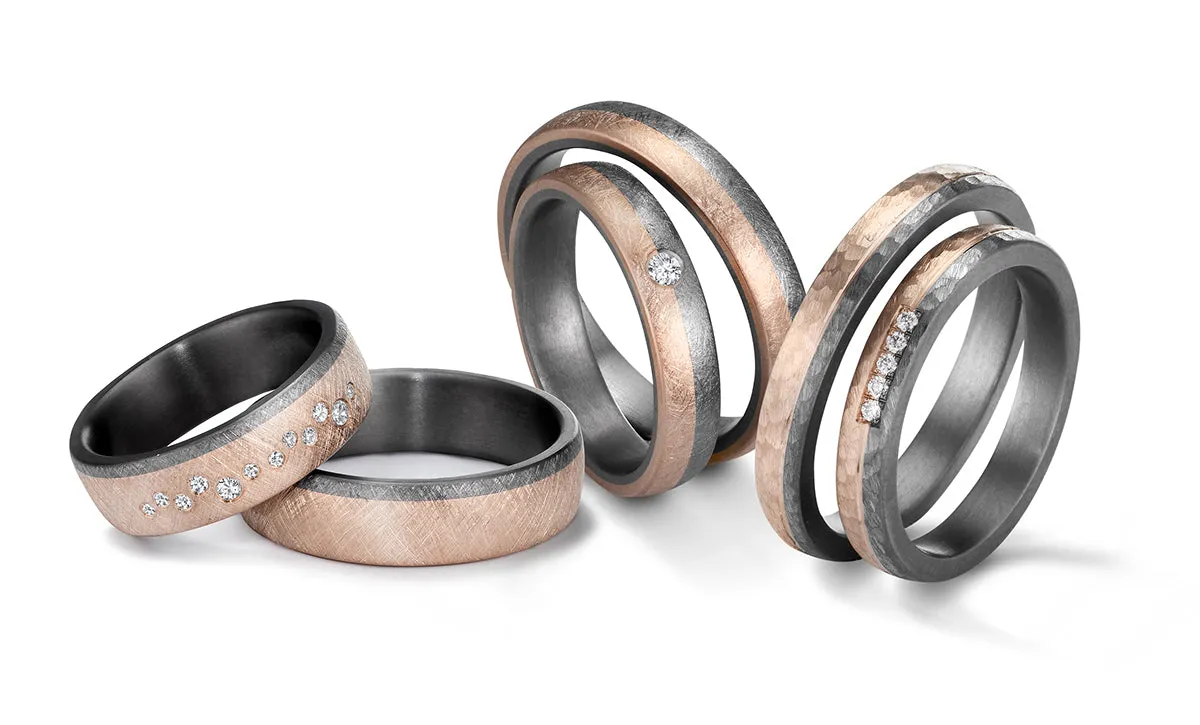 The Leviathan - Tantalum & 14K Rose Gold, comfort fit, 4mm, Wedding Ring