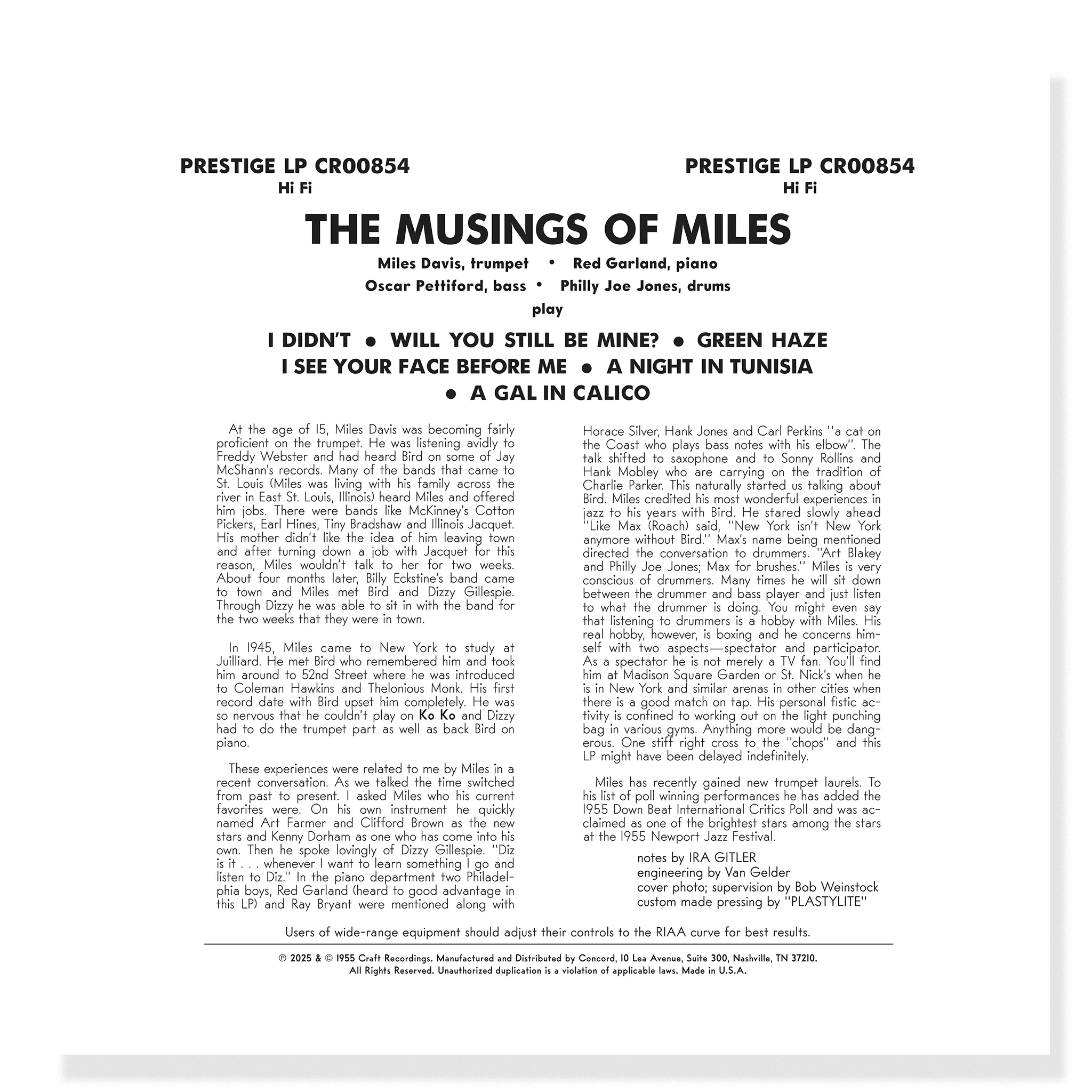 The Musings Of Miles (Original Jazz Classics Series)(180g LP)
