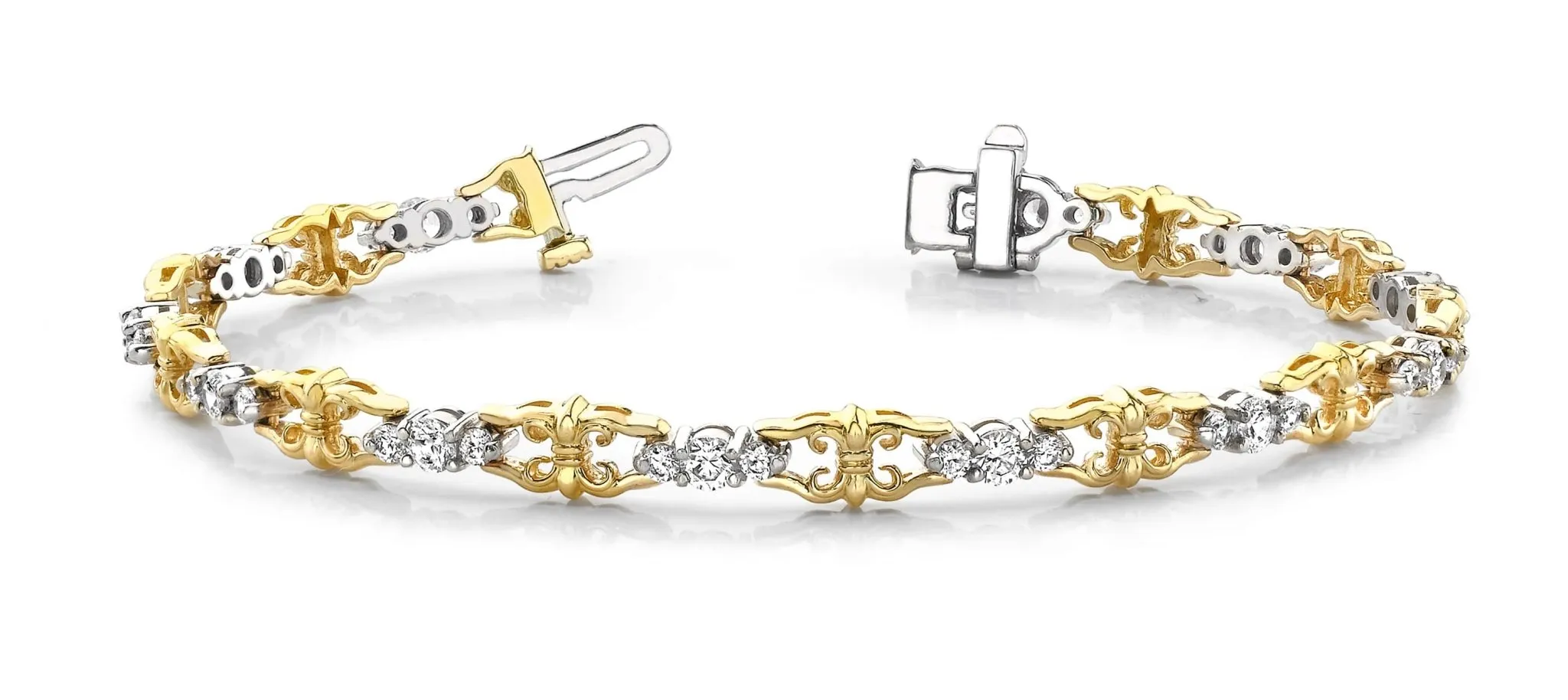 Three Across Crown Link Diamond Bracelet with 3.08 ct.(finished) 2.5mm, 3.5mm