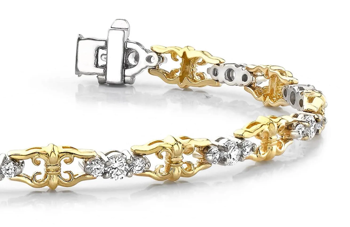 Three Across Crown Link Diamond Bracelet with 3.08 ct.(finished) 2.5mm, 3.5mm