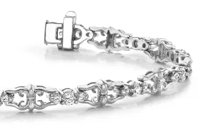 Three Across Crown Link Diamond Bracelet with 3.08 ct.(finished) 2.5mm, 3.5mm