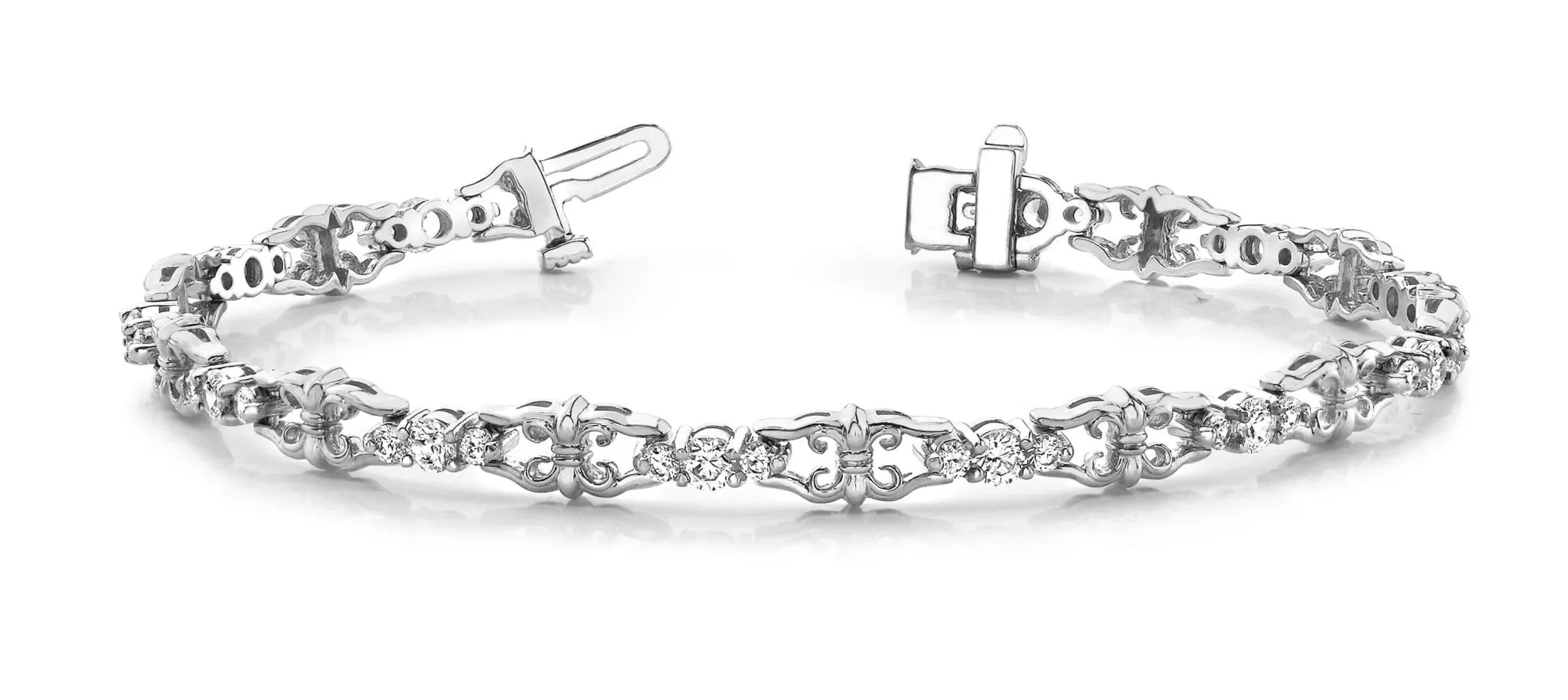 Three Across Crown Link Diamond Bracelet with 3.08 ct.(finished) 2.5mm, 3.5mm