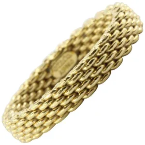 Tiffany & Co 18K Gold Somerset Mesh 3.5mm Band Ring Size 6.75
