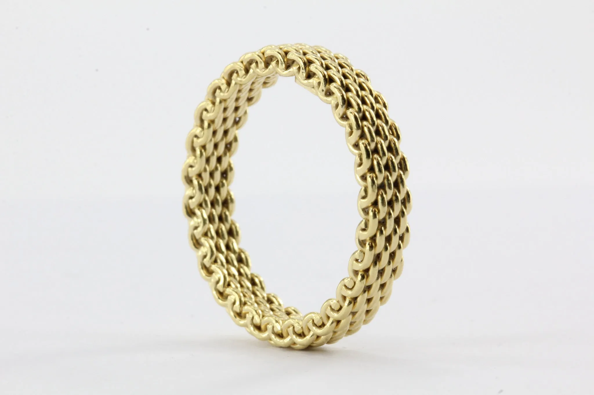 Tiffany & Co 18K Gold Somerset Mesh 3.5mm Band Ring Size 6.75