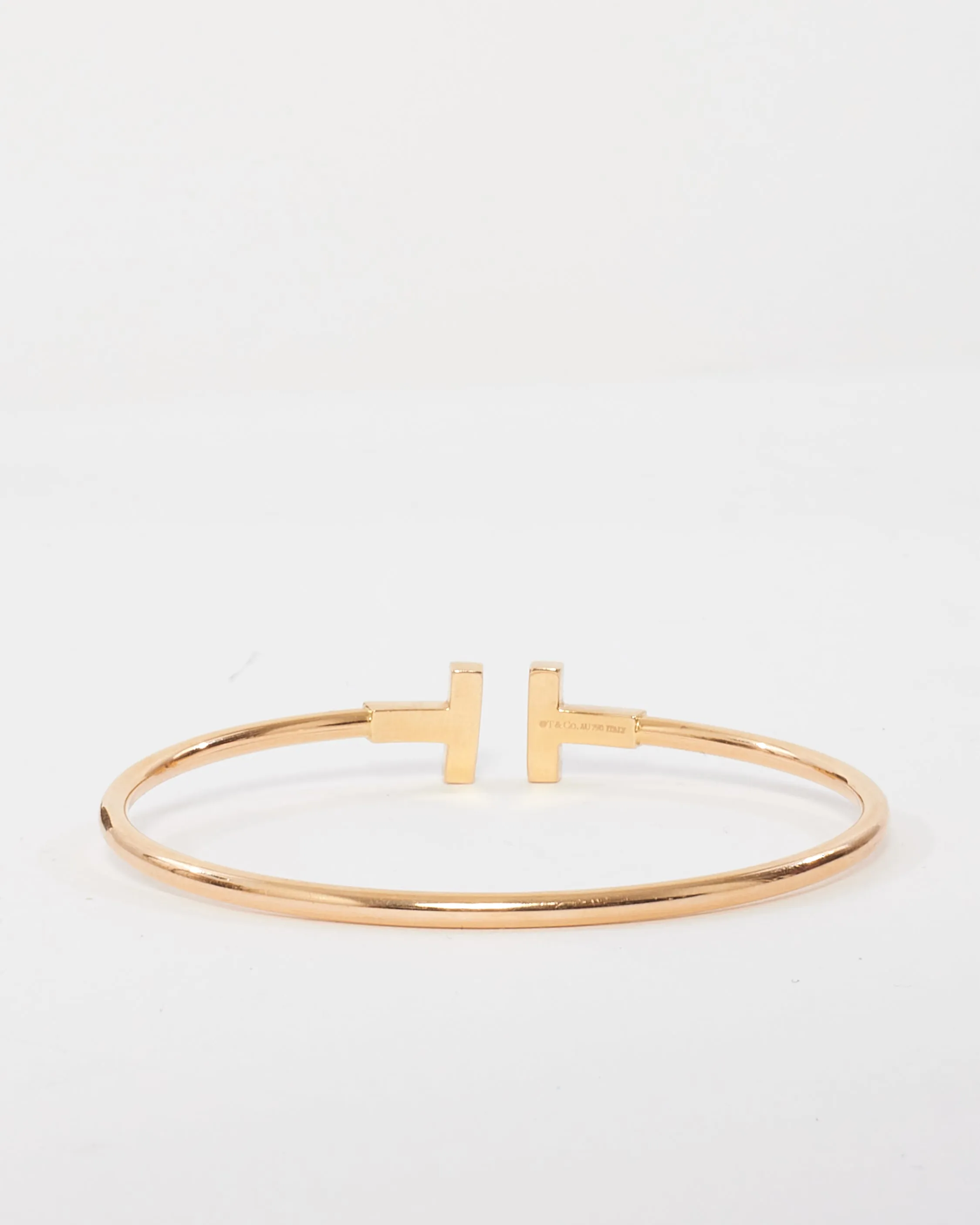 Tiffany & Co. 18K Rose Gold Tiffany T Wire Bracelet With Diamonds